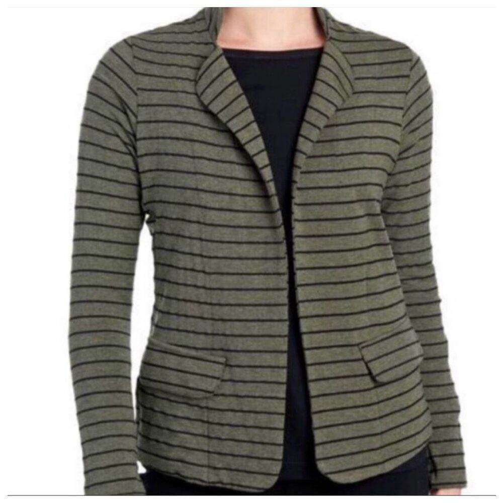 Dolan Ava Green & Black Stripe Jersey Blazer Jacket Sz M EUC
